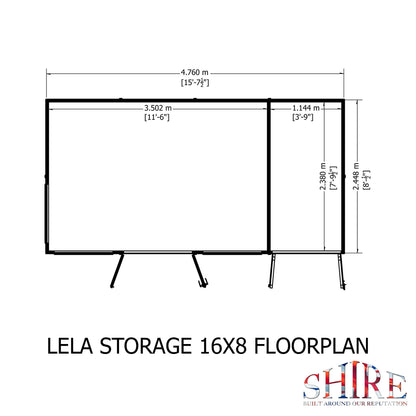 Shire Lela 8' 1" x 15' 7" Pent Summerhouse with Side Shed - Premium Dip Treated Shiplap