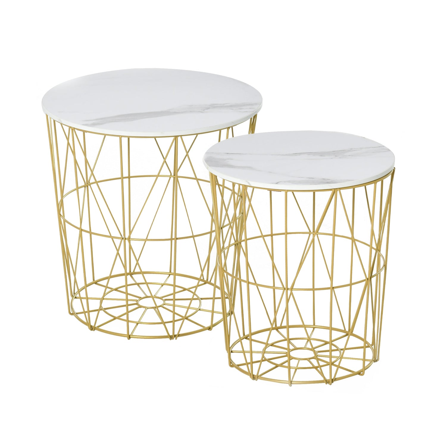 Set of 2 Nesting Side Tables with Storage