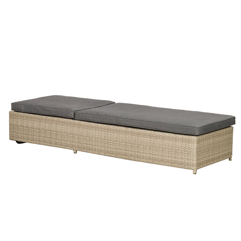 Tuscany Rattan Garden Patio Sun Lounger by Royalcraft with Grey Cushions