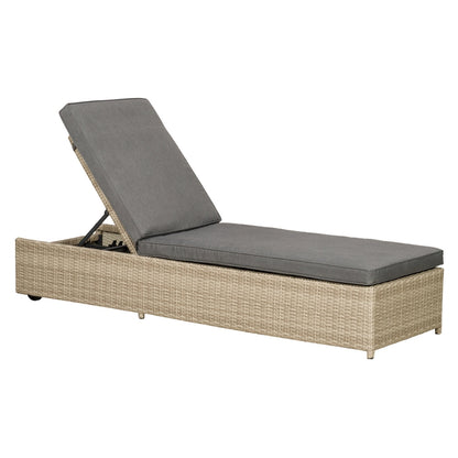 Tuscany Rattan Garden Patio Sun Lounger by Royalcraft with Grey Cushions