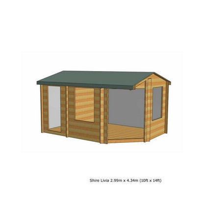 Shire Livia 9' 8" x 14' 2" Reverse Apex Log Cabin - Premium 28mm Cladding Tongue & Groove