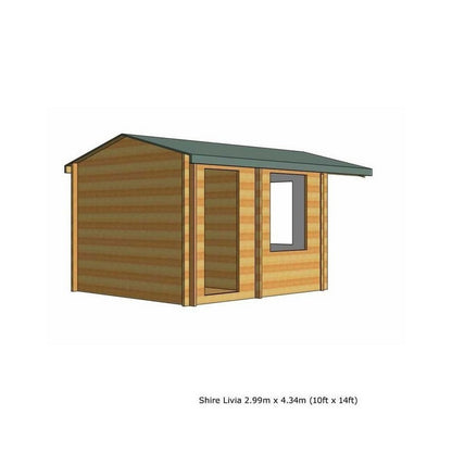 Shire Livia 9' 8" x 14' 2" Reverse Apex Log Cabin - Premium 28mm Cladding Tongue & Groove