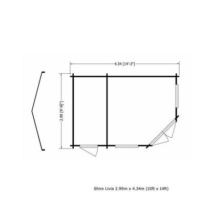 Shire Livia 9' 8" x 14' 2" Reverse Apex Log Cabin - Premium 28mm Cladding Tongue & Groove