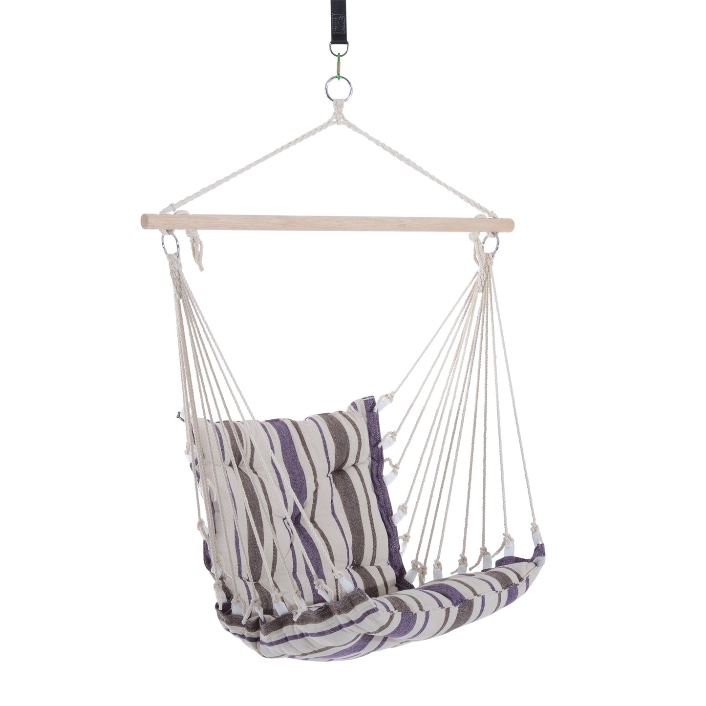 Outdoor Hanging Rope Chair with Soft Padded Seat & Backrest