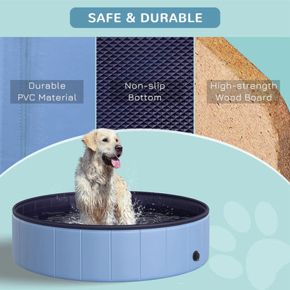 Pawhut Foldable Dog Paddling Pool Pet Cat Swimming Pool Indoor/Outdoor Collapsible Summer Bathing Tub Shower Tub Puppy Washer (?120  30H cm