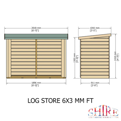 Shire Log Box 6' 2" x 3' 1" Apex Log Store - Premium Shiplap