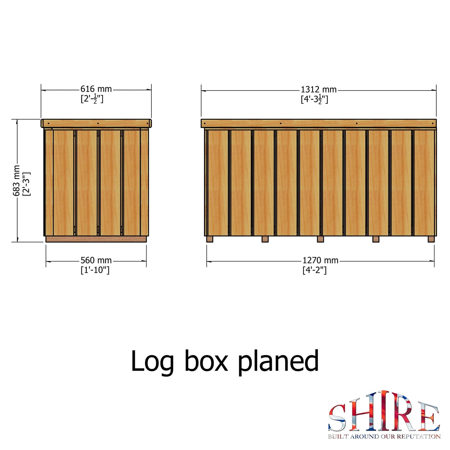 Shire Log Box 4' 3" x 2' Flat Log Store - Premium Pressure Treated Shiplap