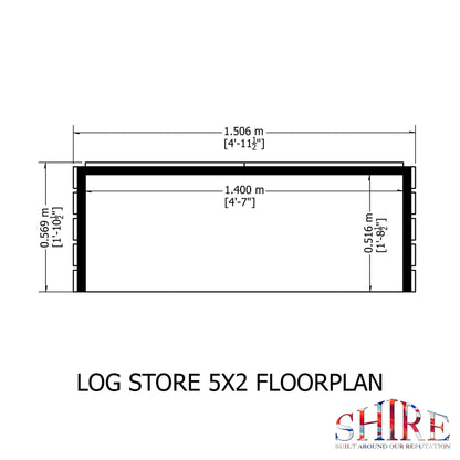 Shire Log Box 4' 11" x 2' Apex Log Store - Premium Dip Treated Shiplap