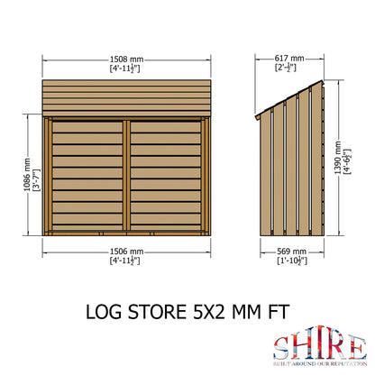 Shire Log Box 4' 11" x 2' Apex Log Store - Premium Dip Treated Shiplap