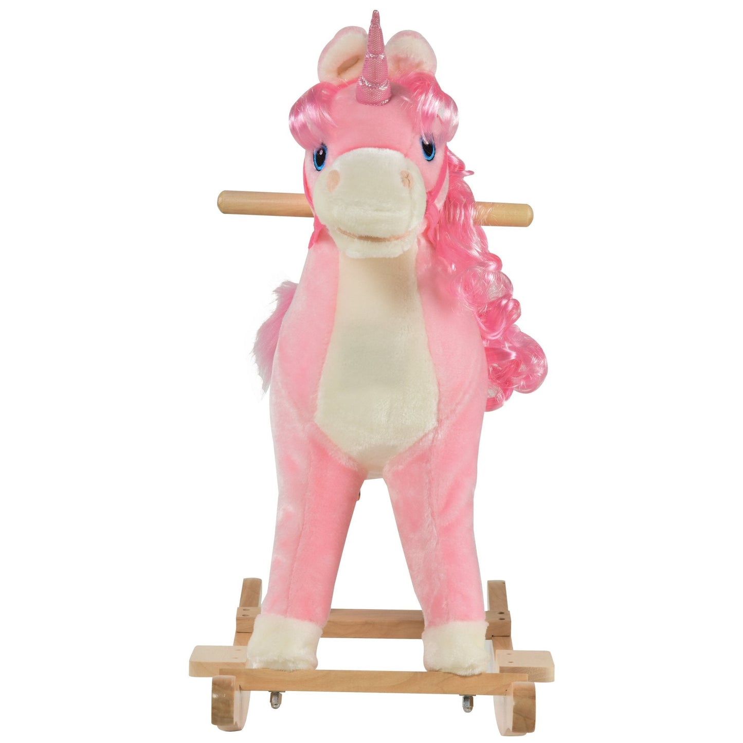 Kids Unicorn Plush Rocking Ride On w/ Sound Pink