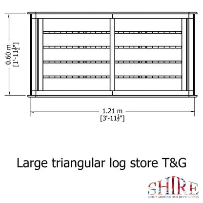 Shire Triangular 4' x 1' 8" Apex Log Store - Premium Pressure Treated Shiplap