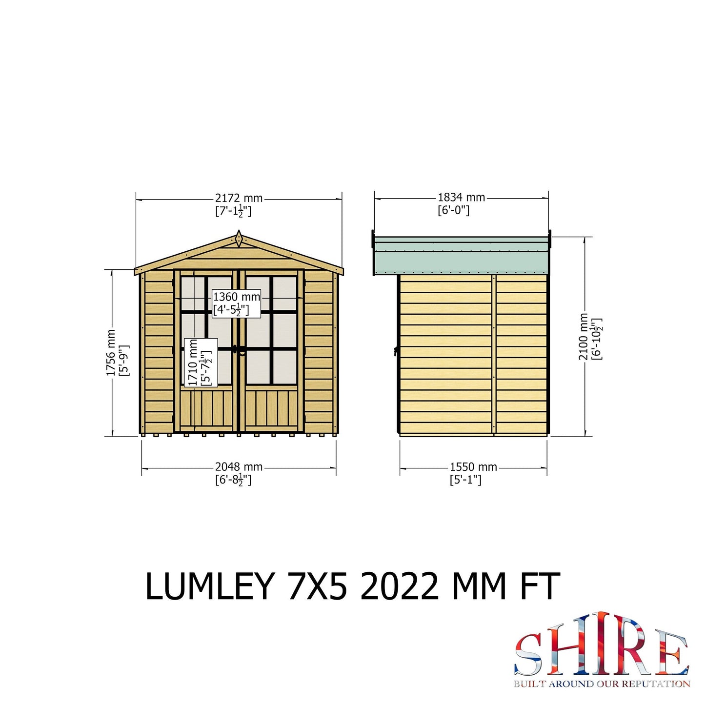 Shire Lumley 6' 8" x 6' 3" Apex Summerhouse - Premium Dip Treated Shiplap