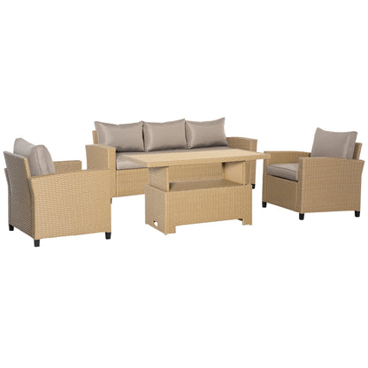 4-Piece Outdoor PE Rattan Sofa Set