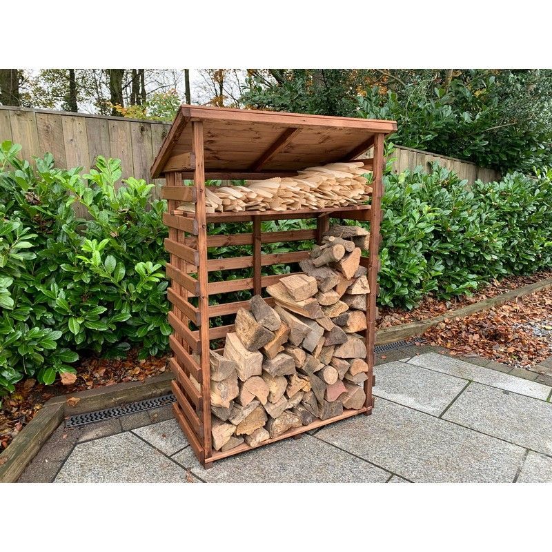 Scandinavian Redwood Garden Log Store by Charles Taylor