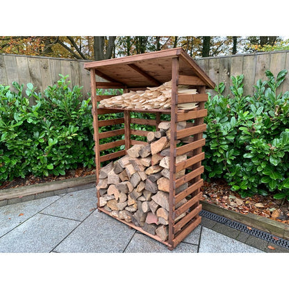 Scandinavian Redwood Garden Log Store by Charles Taylor