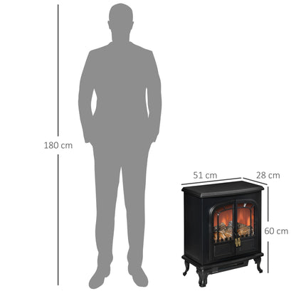 Homcom Electric Fireplace Stove Heater with LED Fire Flame Effect