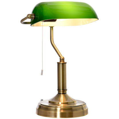 Banker's Table Lamp w/ Antique Bronze Base