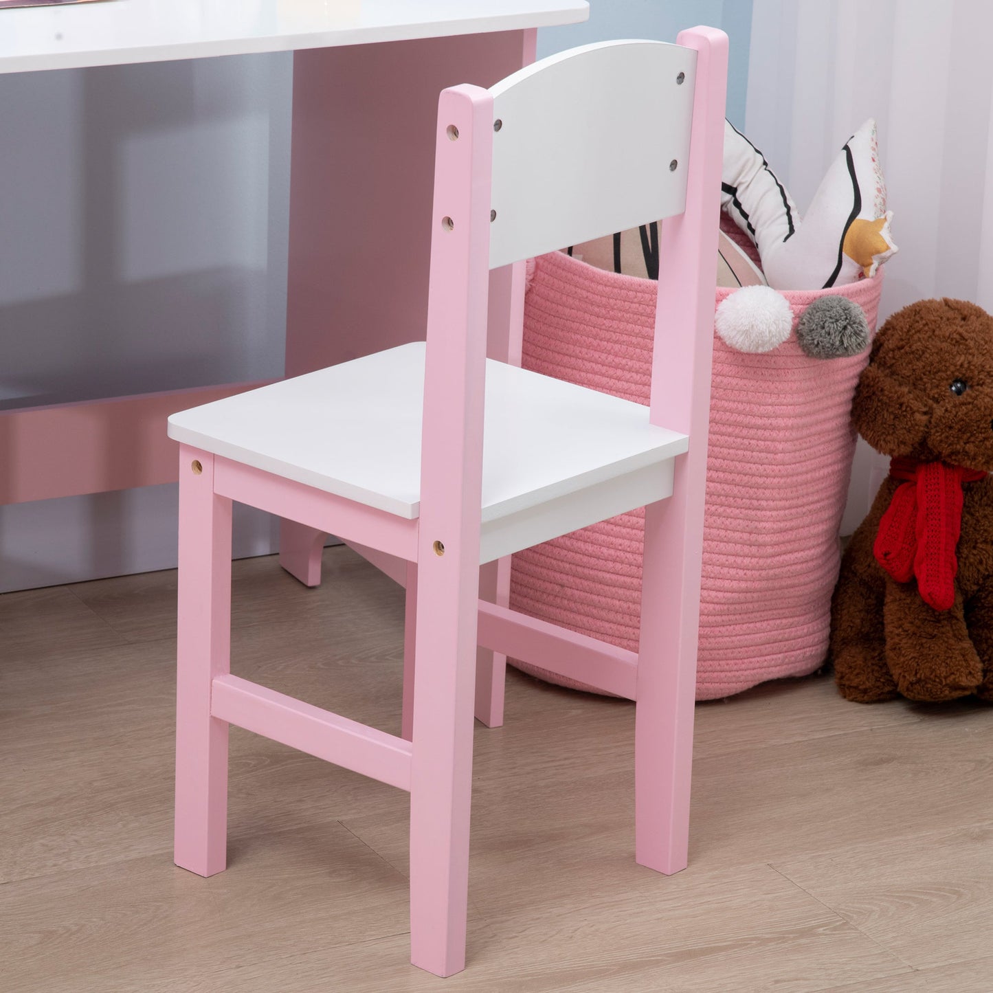 Kids Table and Chair Set Two-Piece Table and Chair Set Multi Use Toddler Furniture w/ Whiteboard - Pink