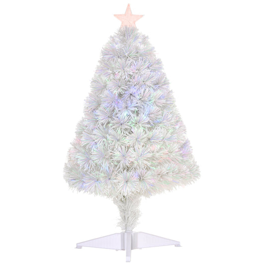 2.5FT Prelit Artificial Tabletop Christmas Tree with Fibre Optics Holiday Home Xmas Decoration for Table and Desk