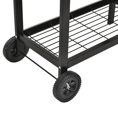 Steel 2-Grill Charcoal BBQ w/ Wheels Black