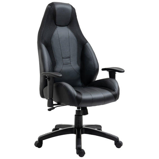 Vinsetto High Back Executive Office Chair Mesh & Faux Leather Gaming Gamer Chair with Swivel Wheels