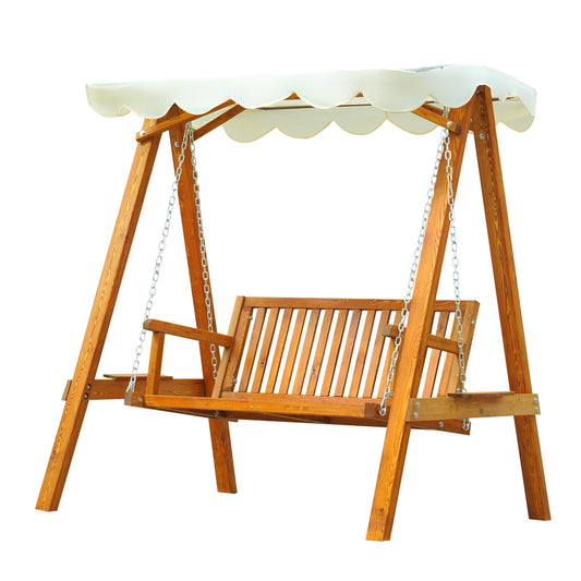 2 Seater Garden Swing Seat Wooden Swing Chair Outdoor Hammock Bench Furniture