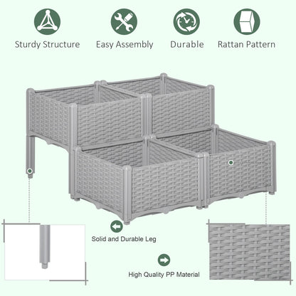 Raised Flower Bed Vegetable Herb Plant Stand Lightweight - 40L x 40W x 44H CM