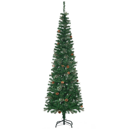 6.5FT Tall Pencil Slim Artificial Christmas Tree with Realistic Branches