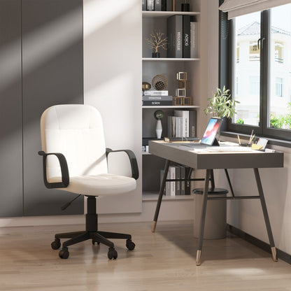 PU Leather Swivel Home Office Chair Cream