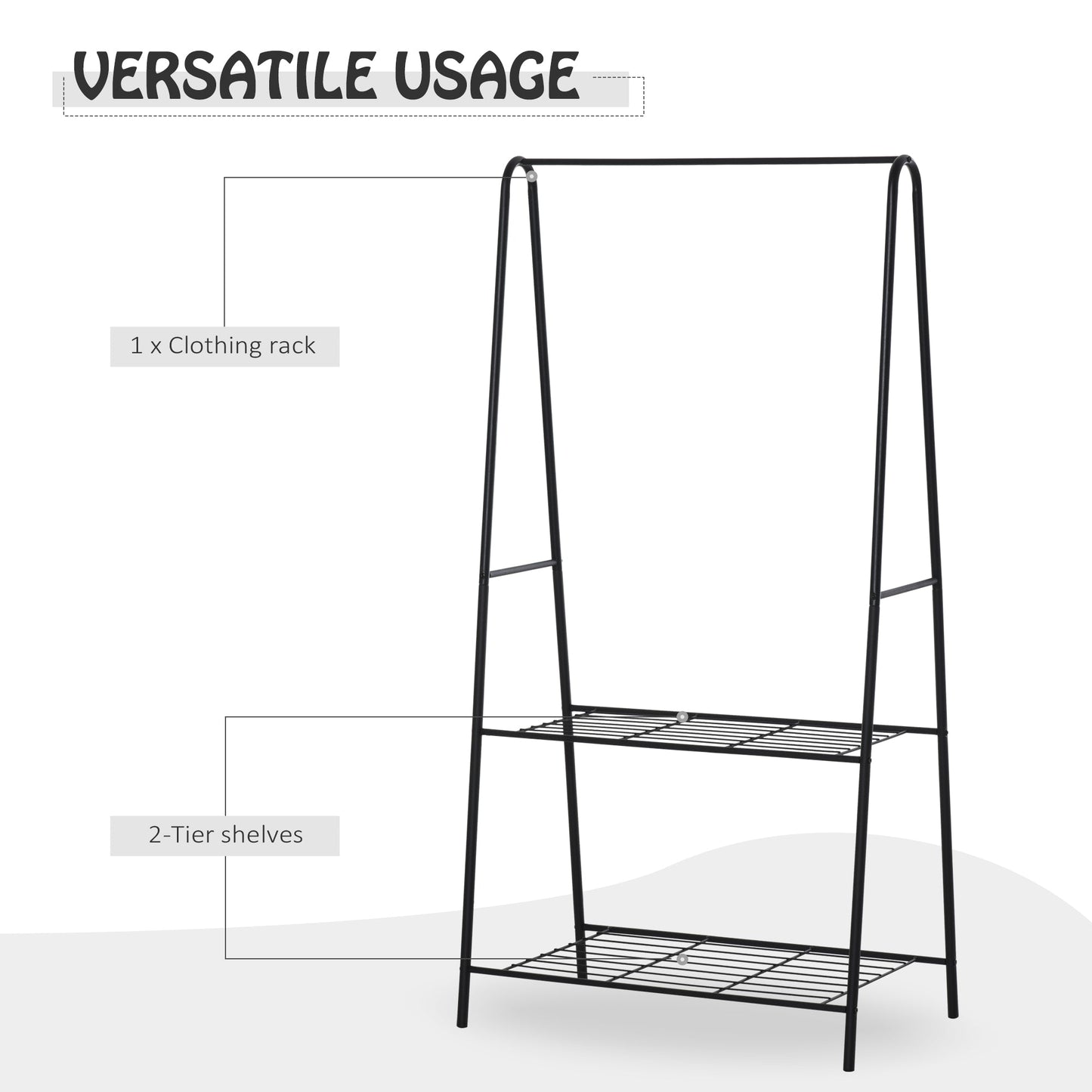 Homcom 77L X 45W X 153H cm A Shaped Clothes Rack 2-Tier Steel-Black