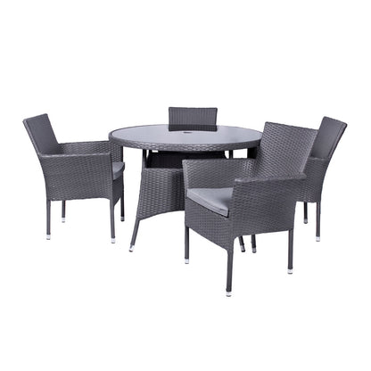 Malaga Rattan Garden Patio Dining Set by Royalcraft - 4 Seats Grey Cushions