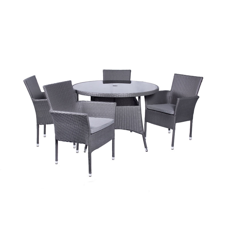 Malaga Rattan Garden Patio Dining Set by Royalcraft - 4 Seats Grey Cushions