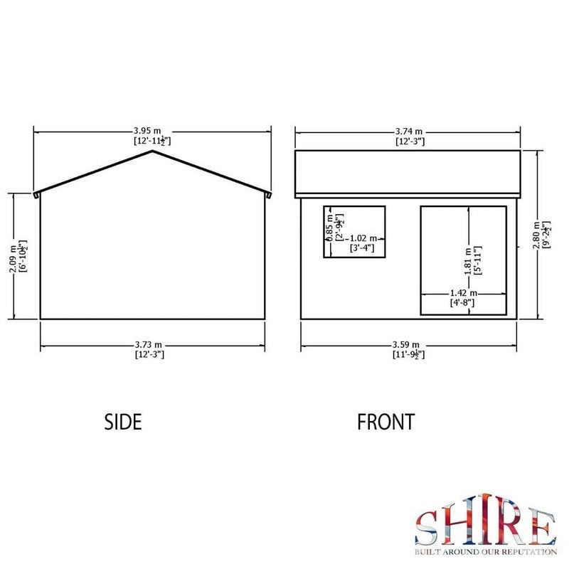 Shire Mammoth 12' 4" x 12' 11" Apex Shed - Premium Coated Shiplap