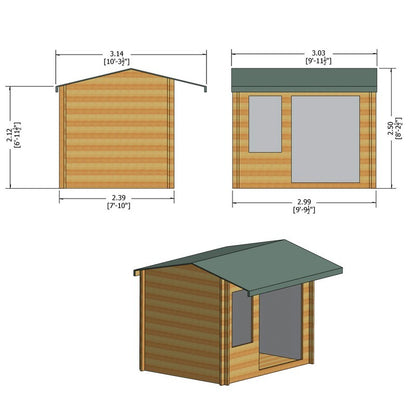 Shire Marlborough 10' x 8' Reverse Apex Log Cabin - Classic 28mm Cladding Tongue & Groove