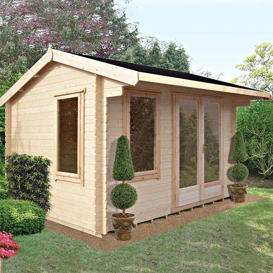 Shire Marlborough 12' x 8' Reverse Apex Log Cabin - Classic 28mm Cladding Tongue & Groove