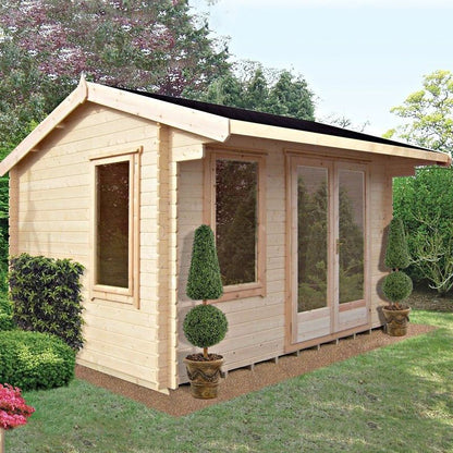 Shire Marlborough 7' 10" x 11' 9" Reverse Apex Log Cabin - Premium 44mm Cladding Tongue & Groove