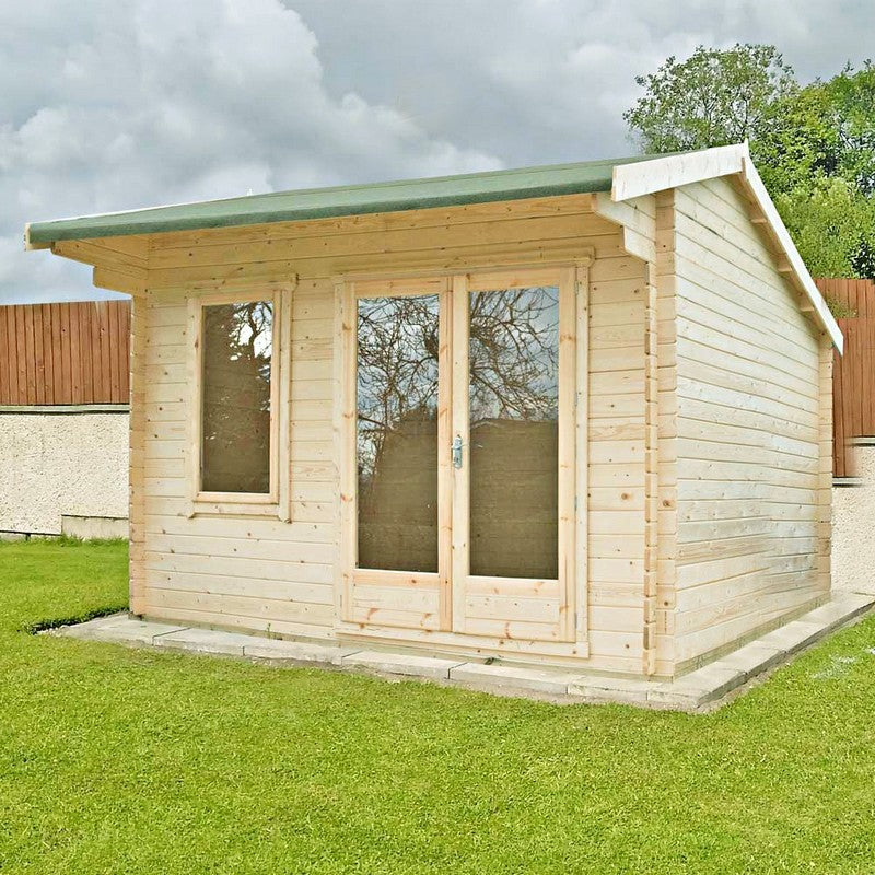 Shire Marlborough 9' 9" x 9' 9" Reverse Apex Log Cabin - Premium 34mm Cladding Tongue & Groove