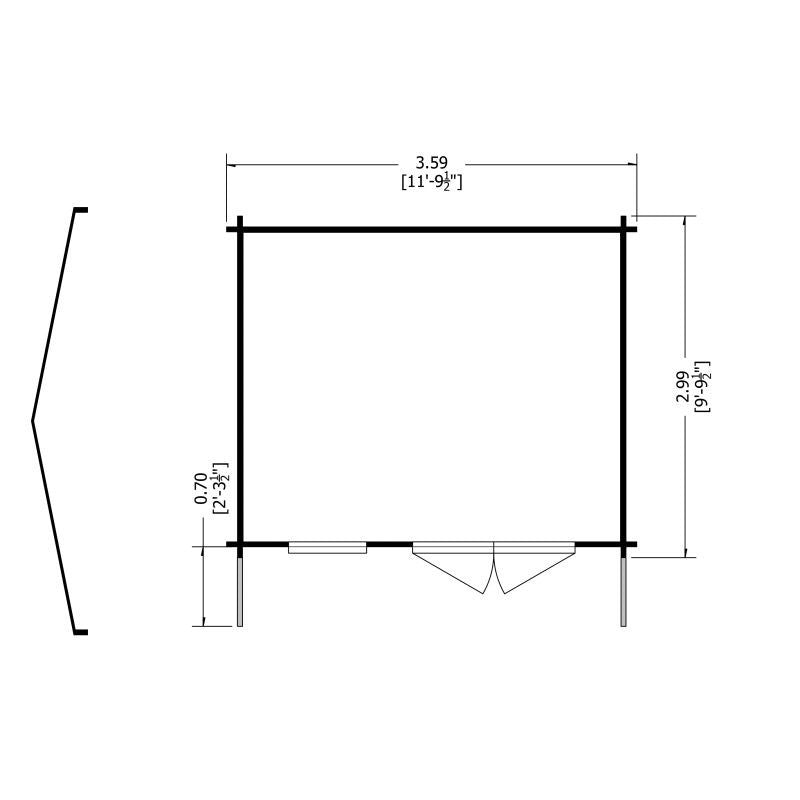 Shire Marlborough 9' 9" x 11' 9" Reverse Apex Log Cabin - Premium 34mm Cladding Tongue & Groove