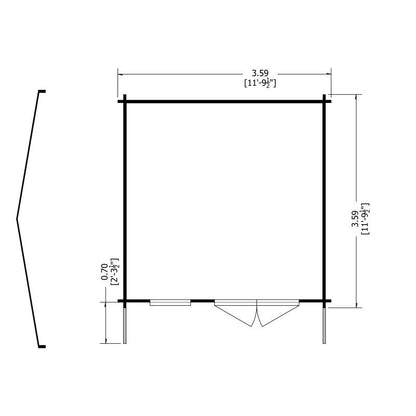 Shire Marlborough 11' 9" x 11' 9" Reverse Apex Log Cabin - Premium 34mm Cladding Tongue & Groove