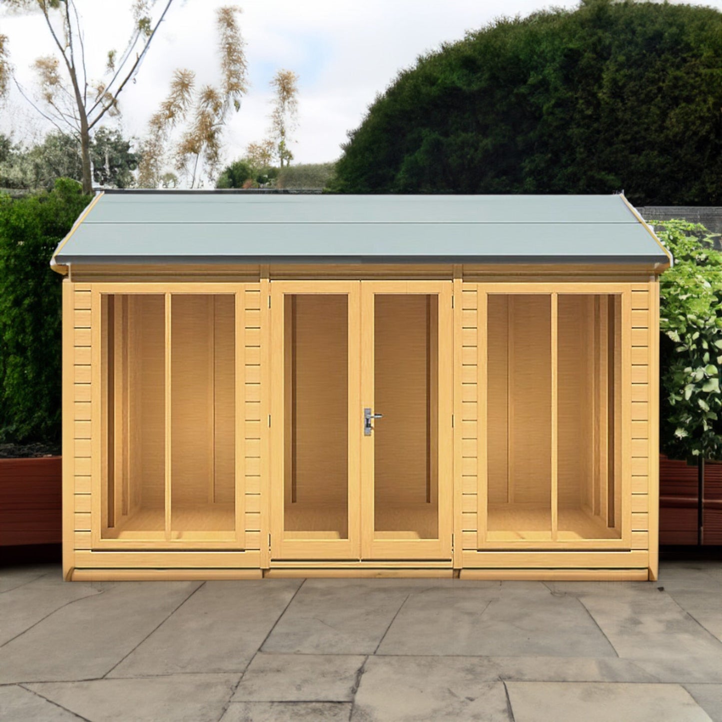 Shire Mayfield 7' 10" x 11' 8" Reverse Apex Summerhouse - Premium Dip Treated Shiplap