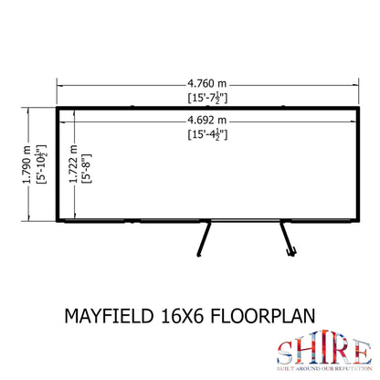 Shire Mayfield 5' 10" x 15' 7" Reverse Apex Summerhouse - Premium Dip Treated Shiplap