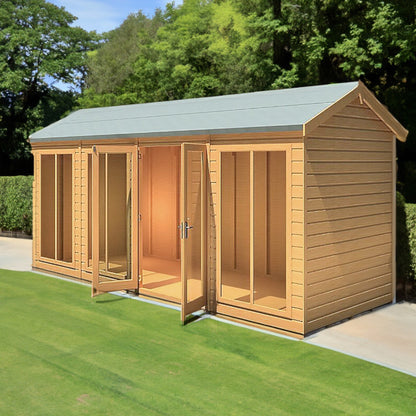 Shire Mayfield 7' 10" x 15' 7" Reverse Apex Summerhouse - Premium Dip Treated Shiplap