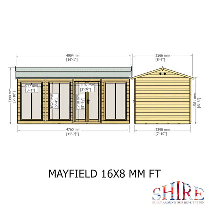 Shire Mayfield 7' 10" x 15' 7" Reverse Apex Summerhouse - Premium Dip Treated Shiplap