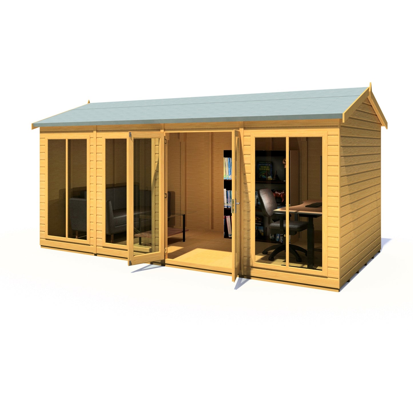 Shire Mayfield 7' 10" x 15' 7" Reverse Apex Summerhouse - Premium Dip Treated Shiplap