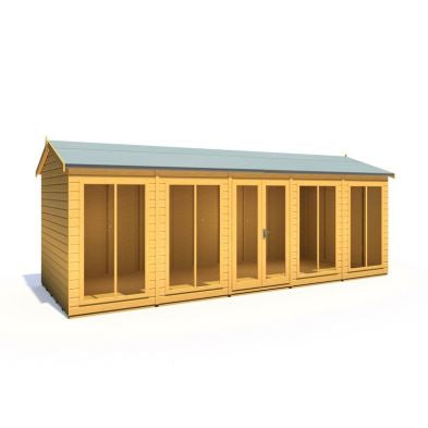 Shire Mayfield 7' 10" x 19' 6" Reverse Apex Summerhouse - Premium Dip Treated Shiplap