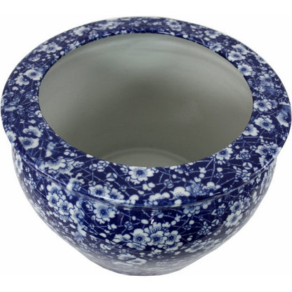 Planter Ceramic Blue & White with Flower Pattern - 25.3cm