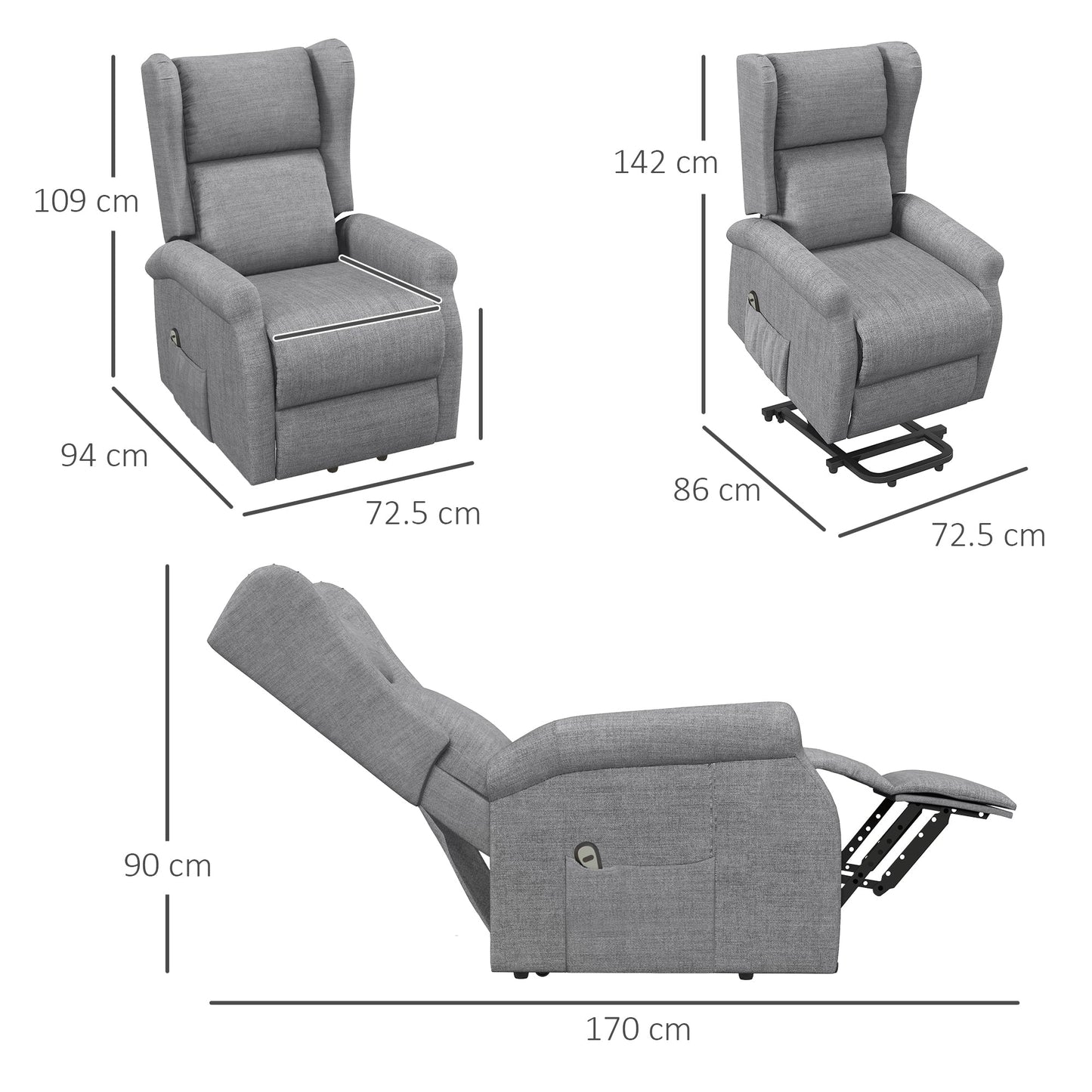 Homcom Power Lift Chair for the Elderly with Remote Control