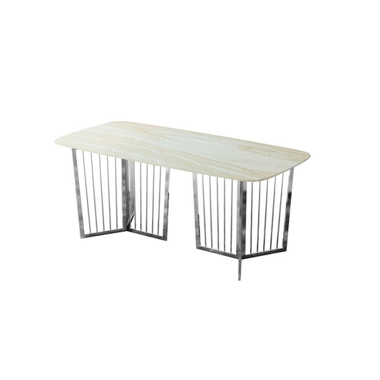 Merrion Dining Table Stanless Steel Marble & Silver