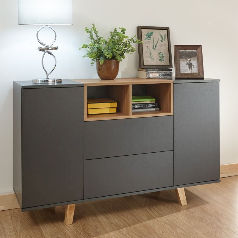 Modena Large Sideboard Grey 2 Doors 2 Shelves 2 Drawers