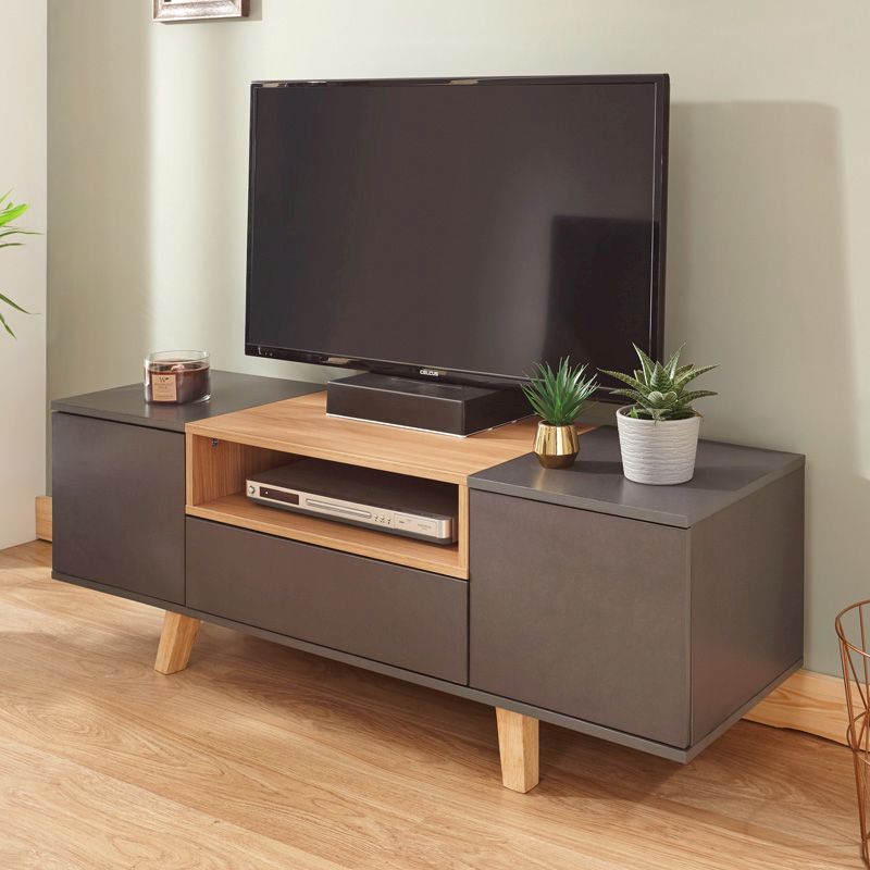 Modena TV Unit Grey 1 Shelf 1 Drawer 2 Doors